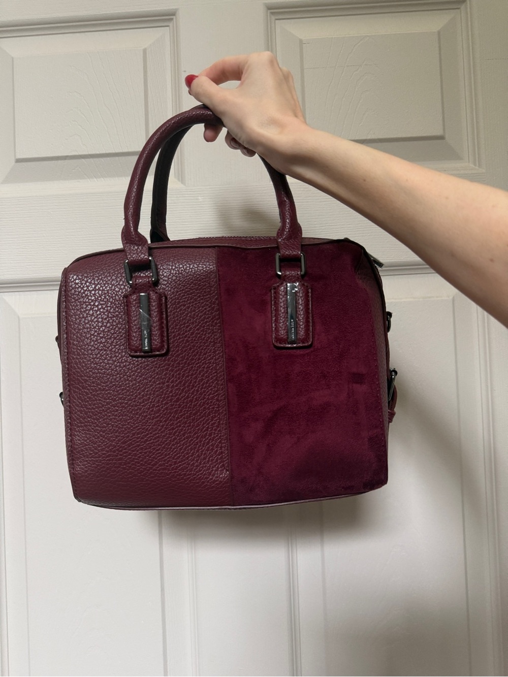 Steve Madden Burgundy Two-Texture Satchel